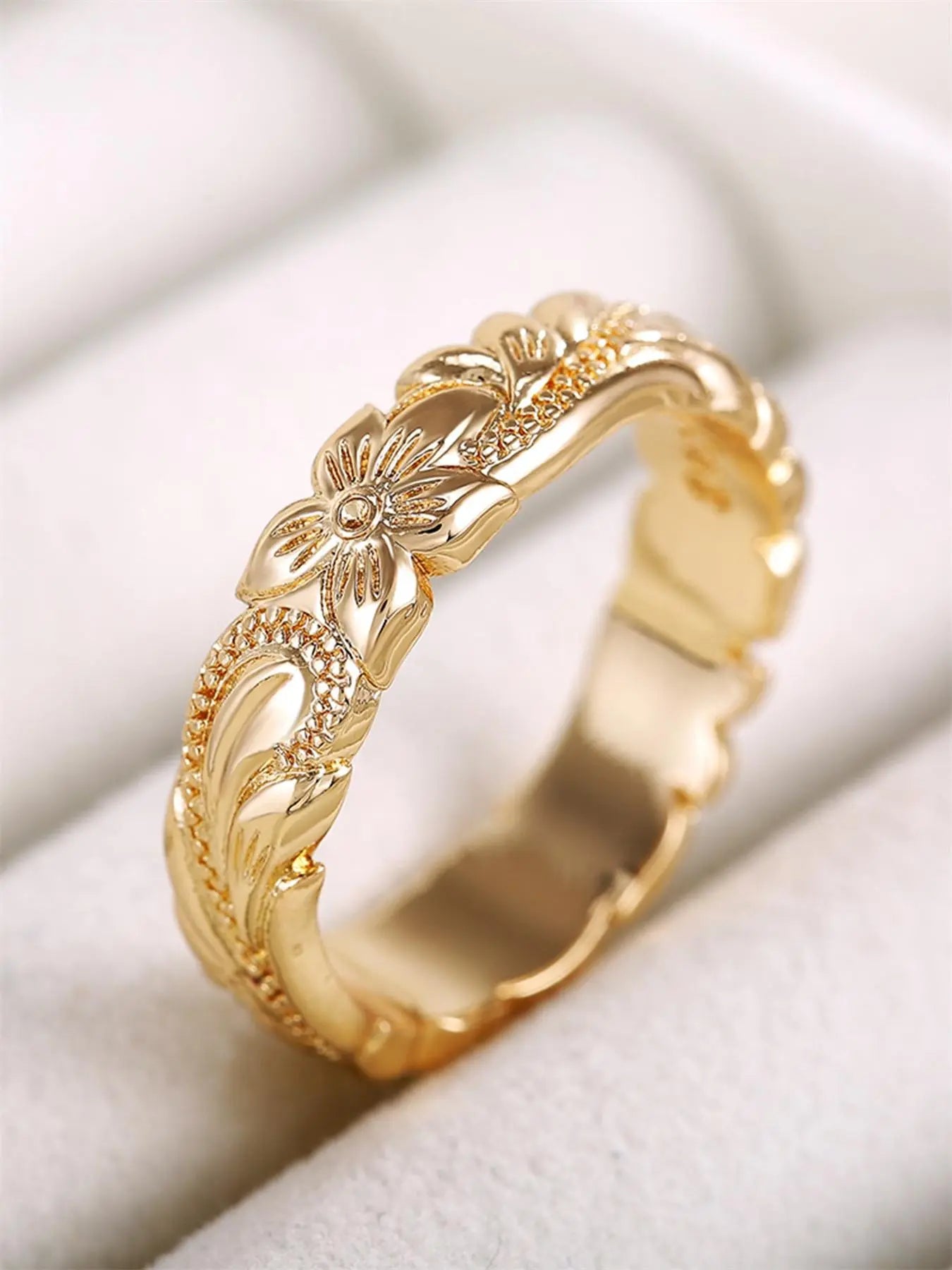Engraved Flower Ring