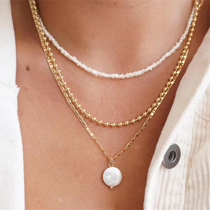 Vintage Punk Gold-plate Thick Chain Head Portrait Coin Pendant Necklace For Women