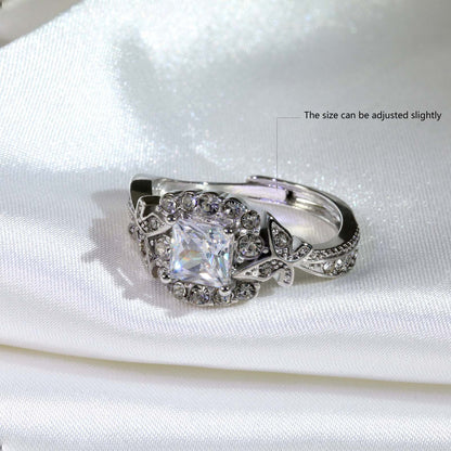 Matching Rings Couple Rings 10Kt White Gold Plated CZ Wedding Ring for Women Men Ring